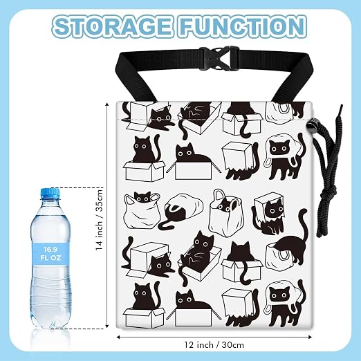 Playful Black Cat Car Trash Bag - Waterproof Car Trash Bag Hanging Leakproof Car Garbage Bag - Washable Reusable Trash Bag For Car Interior Hanging Organizer Storage Vehicle Travelling Camping