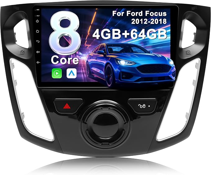 8Core 4G+64G Car Radio Stereo for Ford Focus 2012-2018: Upgrade Android 15 9.7" Touch Screen Replacement Wireless CarPlay Android Auto, BT, WiFi 6, GPS, AM, FM, RDS, EQ, SWC, 1080P Backup Camera