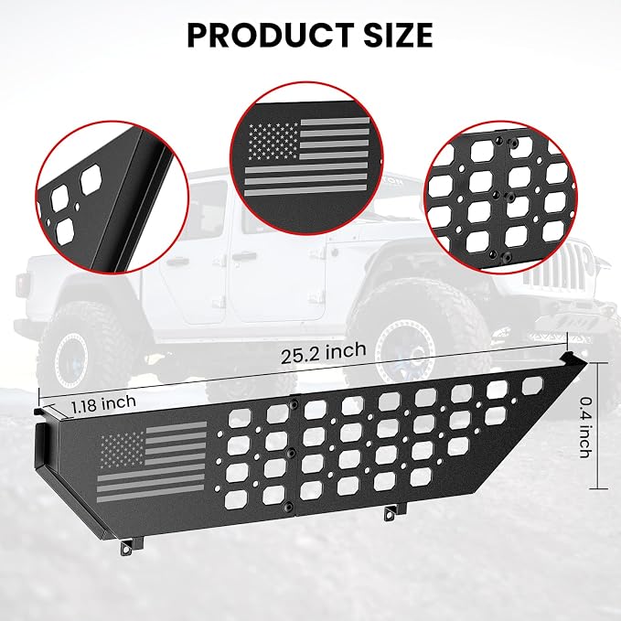 Metal Front Door Pocket Storage Box for Jeep Wrangler JL JLU 4XE 2018-2026 & Gladiator JT 2020-2023 2024 2025 2026 Accessories Door Organizer Storage (Not for Power Seats), Flat Flag, 2PCS