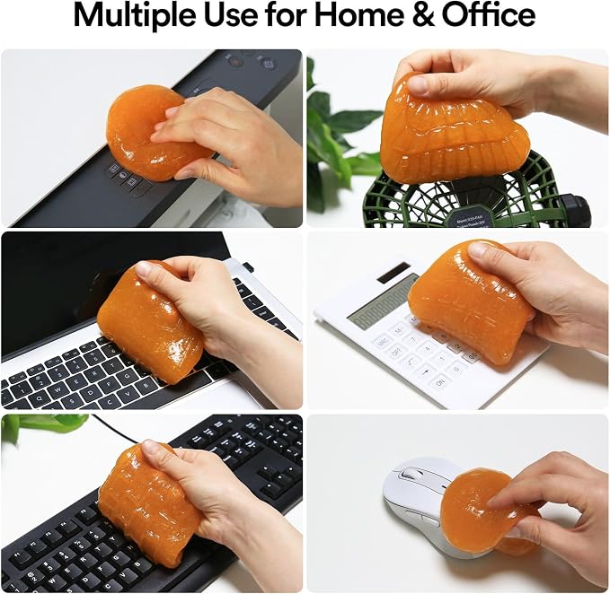 Car Cleaning Gel for Car Cleaning Putty Car Putty Auto Detailing Tools Car Slime Cleaner Dust Cleaning Gel for Car Interior Cleaner Car Accessories Keyboard Cleaner Orange (2Pack)