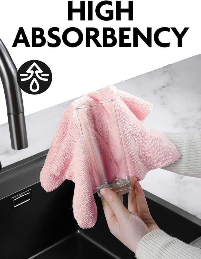 Microfiber Cleaning Cloth Roll -90 Pack, Tear Away Microfiber Towels, 12" x 12", Reusable, Washable, Scratch Free, Ultra Absorbent Dishcloth for All-Around Cleaning Supplies (Pink)