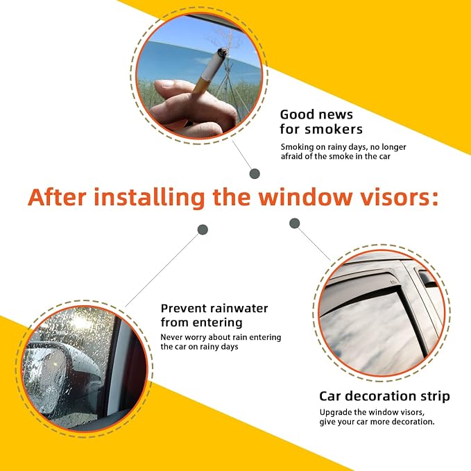 Rain Guards Compatible with 2012-2019 BMW F30 3-Series 4-Door Sedan M3 318 320 325 328 330 335 340 i d xdrive e Tape-On Side Window Visor Wind Deflector Vent Visors Car Accessories