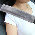Soft Faux Fur Universal Fit Seatbelt Cover Car Truck SUV Airplane Seat Belt Shoulder Pad for Carmera Backpack Straps Neck Cushion Protector 2 Pack 10.5in Light Silver Grey