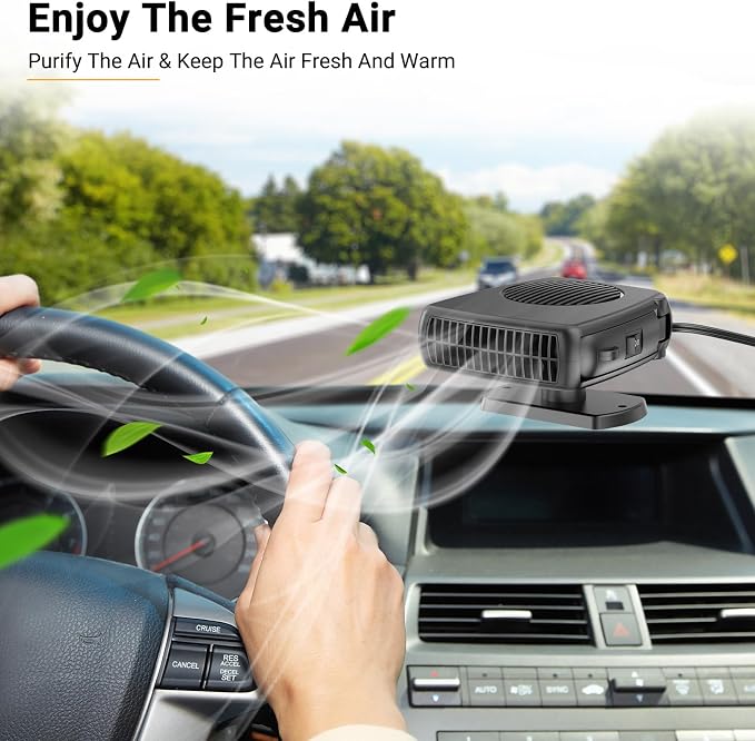 200W Portable Car Heater, 12 Volt Heater for Car, Auto Car Heaters, Car Windshield Defogger Defroster,2 in 1 Fast Heating & Cooling, Auto Ceramic Heater Fan 360 Degree Rotary Defroster Defogger