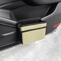 Car Trash Can, Foldable Multifunctional Hanging Storage Box Trash Can with a Roll of Garbage Bag, Multi Pocket Design Suitable for Car, Home, and Office Car Trash Cans (Beige)