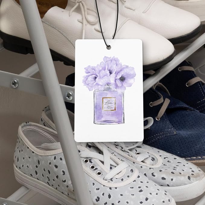 Purple Fashion Women Car Air Freshener 4 Pcs, Trendy Watercolor Perfume Lips High Heels Hanging Air Freshener for Cars Closet Drawer Books, Cute Girly Car Accessories for Women Girls