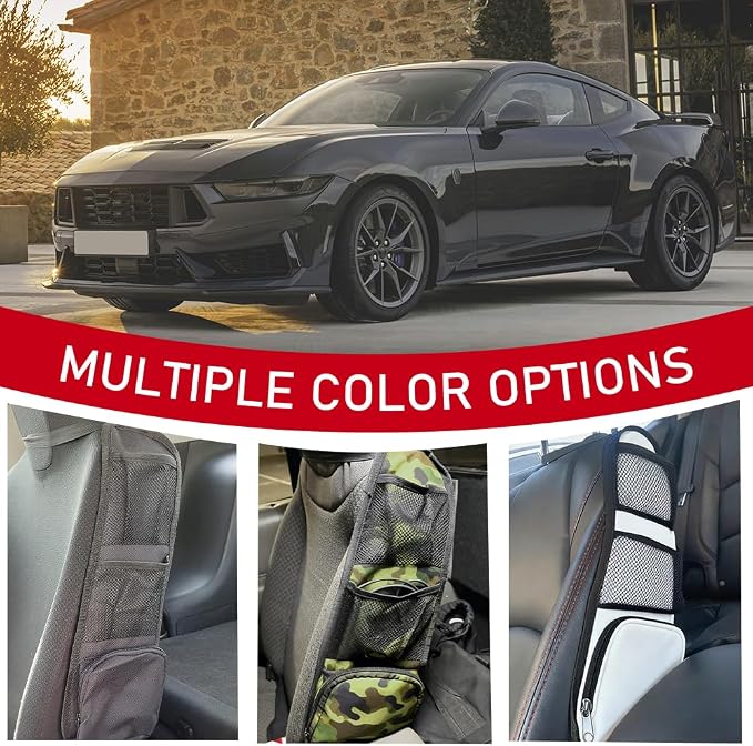 Car Seat Side Storage Pocket, Car Multifunctional Seat Organizer Hanging Bag, Auto Mobile Phone Wallet Sunglasses Mesh Net Pocket, Auto Accessories for Cars SUVs Trucks (White, 1PCS)