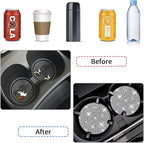 4 Pack Bling Car Coasters, Car Cup Holder Coaster, Rhinestone Coaster for Cup Holders, Silicone Car Coasters for Women Car Interior Accessories (2.75'' White Crystal Circle)