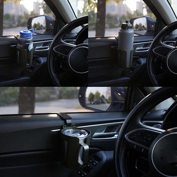 Large Car Door Cup Holder, Vehicle Armrest Cup Holder for Almost Any Size Bottle or Can