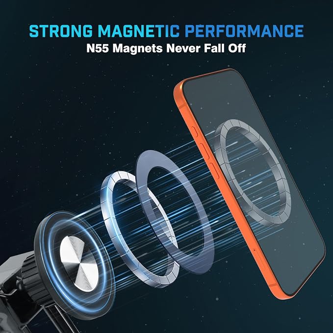 Magnetic Car Cell Phone Holder for Mazda CX-5 2017-2025 Accessories, CX5 Phone Mount for 4-7 Inch Phones, Mobile Stand with 2 Options iPhone Mag Safe & Clip-in