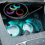 4pcs LED Car Cup Holders, Waterproof Cup Holder with 7 Colors Changing USB Charging Mat, LED Interior Atmosphere Lamp Decorations with 2pcs USB Cables for Car Truck Vehicle Accessories