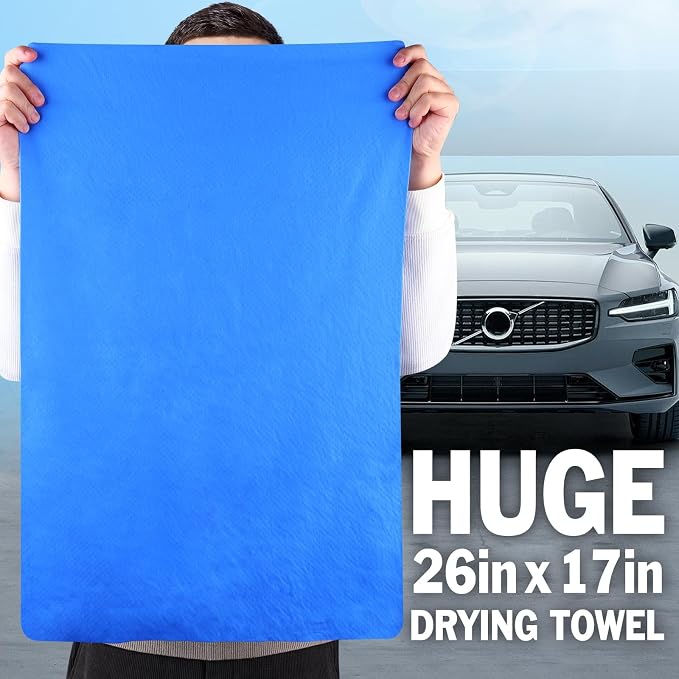 6 Pack Premium Shammy Cloth for Car Drying, 26”x17” Chamois Towel for Car, Super Absorbent Shammy Towel for Car, Reusable Soft Car Drying Towels