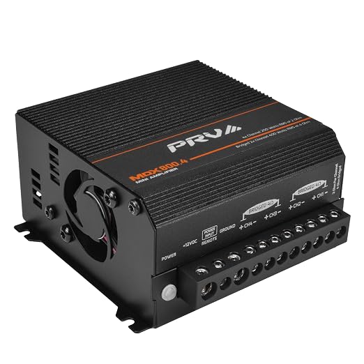 MDX800.4 2 Ohm Mini 4 Channel Car Audio Amplifier 4 x 200 Watts RMS at 2 Ohm - Compact 800x4 Amp Stereo, 800 Watts RMS, 2 Channel bridgedable, Multichannel Full Range