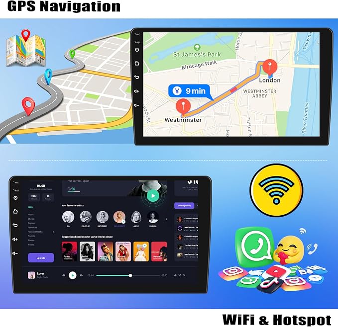 2+64G Android 15 Car Radio Stereo for Ford Fusion Mondeo 2013-2019 with Wireless CarPlay Android Auto, 9" Touchscreen in Dash GPS Radio with WiFi Mirror Link Bluetooth FM RDS EQ SWC Backup Camera