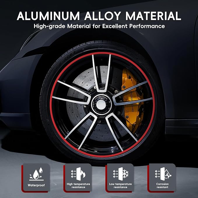 Black 18" Rim Protector, Aluminium Alloy Wheel Protection Ring, Wheel Rim Protector Strips for Curb Rash Prevention, Universal Wheel Accessories for Cars, Trucks, SUVs & Tesla All Models, 4PCS