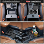 Center Console Cup Holder Organizer Compatible with Ford Maverick 2022-2026 | Front Seat Armrest Storage Box Dual Cupholder Insert Expander Tray Drink Water Bottle Holder with Mat Interior Accessories