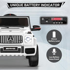 Licensed Mercedes-Benz G63 Car for Kids, 12V 7AH Ride on Car w/Parent Remote Control, LED Headlights, Music Player & Horn, Soft Start, Low Battery Prompt, Kids Electric Car (Ivory White)