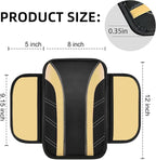 6 Pcs Beige Car Accessories Set, Sport Leather Steering Wheel Cover 14.5-15inch Universal, Microfiber Leather Car Center Console Cover, Seat Belt Cushion, Cup Holder Coaster (Black-Beige)