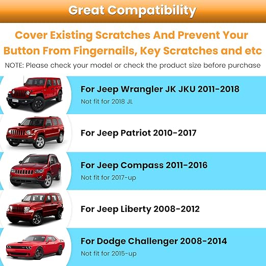 Audio Air Conditioning Button Cover Decoration Twist Switch Ring Trim for Jeep Wrangler JK JKU Patriot 2011-2018, Compass 11-16, Liberty 08-12, Dodge Challenger 08-14 Interior Accessories Black 3PCS