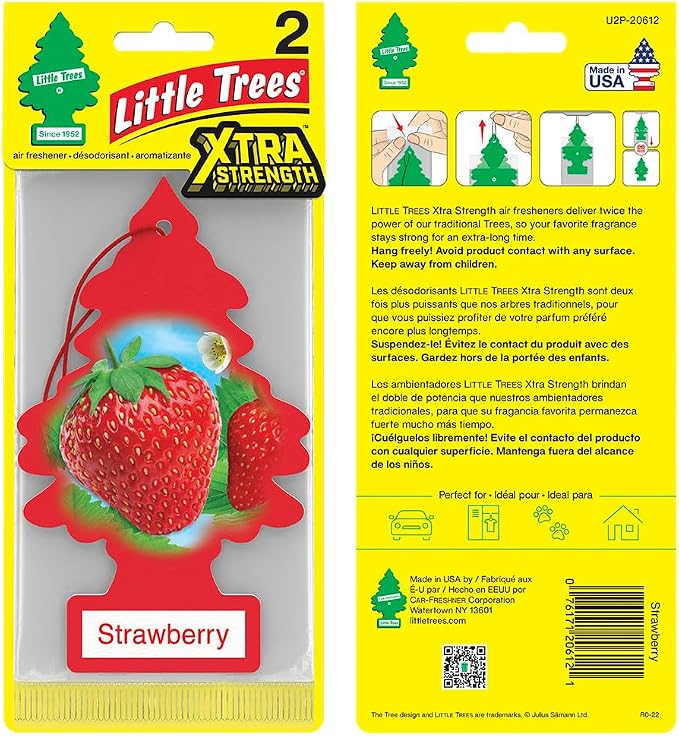 Car Air Freshener | Xtra Strength Provides Long-Lasting Scent for Auto or Home | Extra Boost of Fragrance | Strawberry, 24 Air Fresheners