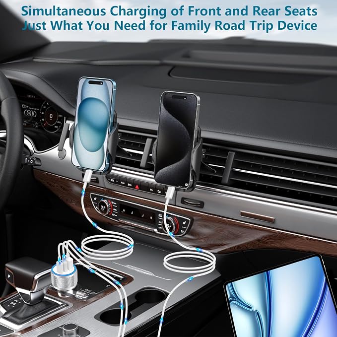 USB C Car Charger, 2Pack 3Port 67W Dual USB-C&USB-A Car Power Cigarette Lighter USB Charger 3 in 1 PD/QC Type C Car Charger Fast Charge for iPhone 17 17 Pro 16 15 14 13 12/Galaxy S26 S25/Pixel