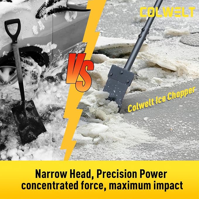Metal Snow Shovel 58’’, Heavy Duty Ice Scraper for Driveway, Snow Ice Chopper Shoveling Tool with Thickened Blade, Ice Shovel for Sidewalk Ice Removal, Flat Shovel Floor Cleaning Scraper