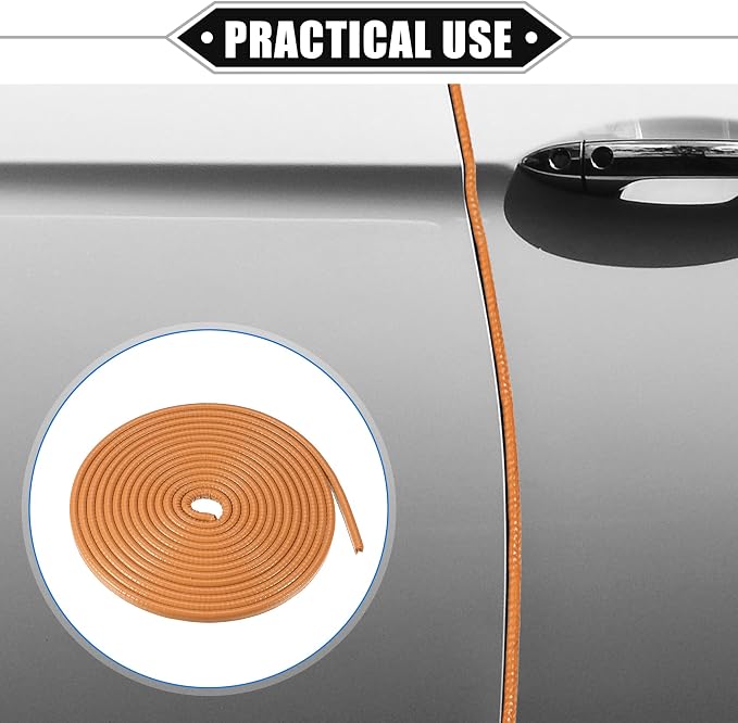 Car Door Edge Guard, 16.4ft U Shape Rubber Edge Trim Seal Strip Protector Universal for Car Truck ATV Boat Multifunctional No Glue PVC Iron Orange