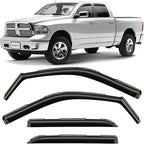 in-Channel Incredibly Durable Rain Guards for Dodge RAM 2009-2018 1500 Crew Cab, Mega Cab, Original Window Deflectors, Vent Window Visors, Vent Deflector Smoke Truck Accessories 4 pcs-609006