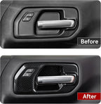 Car ABS Carbon Fiber Front Inner Door Handle Cover Interior Trim Side Mirror Decor for 2019-2025 Chevy Silverado | for 2019-2021 GMC Sierra 1500 2500 3500 HD Accessories