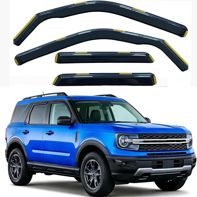 in-Channel Window Visors Rain Guards for Ford Bronco Sport 2021-2026 | Window Deflectors, Vent Visor, Sun Shades, Window Shields, Dark Smoke, Car Accessories