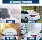 Car Rear Windshield Cover, 4-Layer Waterproof Back Window Protector for Ice and Snow Sun UV Rays Dust, Winter Hail Frost Shield, with Windproof Strap - Fits Most Sedans, SUV | Medium