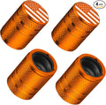 Tire Valve Stem Caps - (4 Pack) American Flag Metal Air Caps with Plastic Liner, Durable, Corrosion Resistant and Leak-Proof, Universal Fit for Cars, Trucks, Motorcycles, and Bikes - Orange