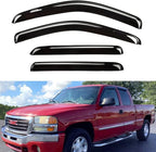 Side Window Visors rain Guards Vent Guard Shade for 07-13 Chevy Silverado & GMC Sierra 1500, 07-14 Silverado & Sierra 2500HD 3500HD Crew Cab Pickup Wind Deflectors Smoke, 4pcs