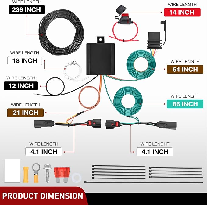 4 Pin Trailer Wiring Harness Kit 56120 Vehicle Connect Plug OEM Compatible Custom for 2011 2012 2013 2014 Ford Edge Limited SE SEL Sport Simple Fit Tow Hitch Accessories