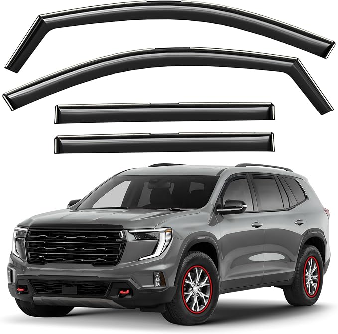 GrandWheel Window Deflectors Smoke Tinted in-Channel Side Window Vent Visor Deflectors Rain Guards Compatible with GMC Acadia 2024-2026 - 4 pcs. GW1002