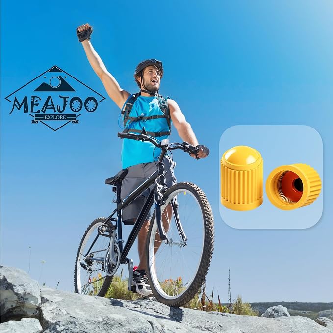 30PCS Tire Valve Stem Caps, Corrosion Resistant, with O Rubber Ring, Airtight Seal Heavy Duty Dustproof Tire Valve Stem Covers for Cars, SUV, Trucks, Bikes, Motorcycles, Bicycles(Yellow)