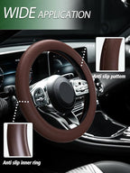 Car Steering Wheel Cover, Non-Slip Silicone Material, Multiple Color Choices, Universal Auto Parts Steering Wheel Cover, Suitable for Most Cars (Coffee)