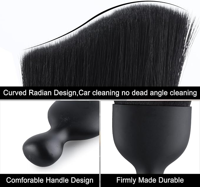 Car Detailing Brushes, Car Interior Dust Sweeping Soft Brush, Soft Bristles Brush Cleaning Tool for Automotive Dashboard, Air Conditioner Vents, Computer, Scratch Free(Black)
