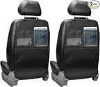 2 PCS Kick Mat Back Seat Protector, Waterproof Auto Seat Back Cover Protector with 2 Mesh Pockets, Anti-Mud Backseat Protective Cover Large Kick Mats for Car Truck SUV