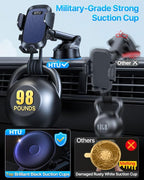 【Upgraded Strongest Suction & Pro Military-Grade】Ultimate Car Phone Mount【360°Rotatable Suction】Cell Phone Holders Truck Stand for Dashboard Windshield Vent for iPhone 17 Pro Max 16 Samsung,Dark Blue