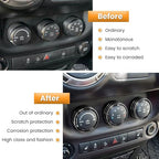 Audio Air Conditioning Button Cover Decoration Twist Switch Ring Trim for Jeep Wrangler JK JKU Patriot 2011-2018, Compass 11-16, Liberty 08-12, Dodge Challenger 08-14 Interior Accessories Black 3PCS
