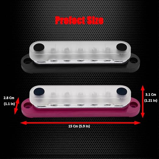 7 x M6 (1/4") Studs Power Distribution Block Bus Bar 12V, 5.9" HD 150A Marine BusBar Battery Distribution Block W/Cover for Car Boat Solar (Red & Black)