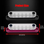 7 x M6 (1/4") Studs Power Distribution Block Bus Bar 12V, 5.9" HD 150A Marine BusBar Battery Distribution Block W/Cover for Car Boat Solar (Red & Black)