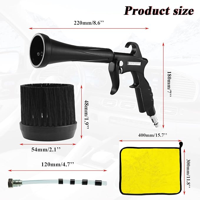 Tornado Car Cleaning Gun Air Blow Gun for Compressor Pneumatic Tool | Brass Adjustable Durable metal body Car Detailing Kit Interior Cleaner