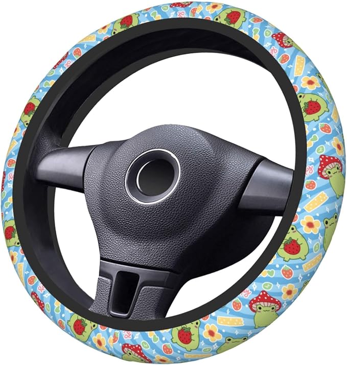 Happy Frog Elastic Steering Wheel Cover Non-Slip Breathable Steering Wheel Protector Fit Auto, SUVs, Truck