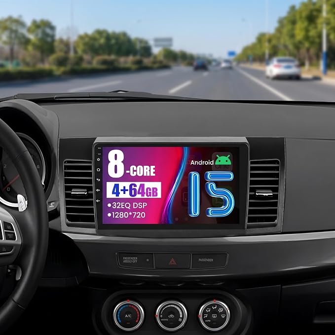 8 Core 4+64G Radio for Mitsubishi Lancer 2007-2012 Android 15 CarPlay Stereo Upgrade 10.1" Touch Screen Android Auto Bluetooth GPS 59UI Backup Camera