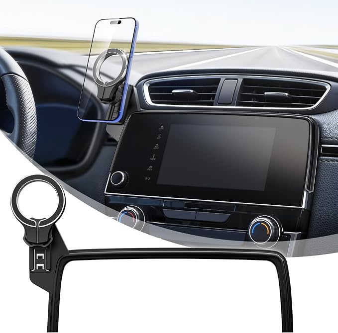 Car Phone Holder for Honda CRV 2017 2018 2019 2020 2021 2022: Magnetic Screen Cell Phone Mount for CR-V 5/7 Inch Touchscreen Accessories - 360° Rotation Compatible with MagSafe for iPhone Samsung