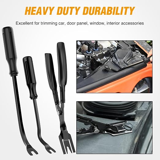 238Pcs Trim Removal Tool, Auto Push Pin Bumper Retainer Clip Set Fastener Terminal Remover Tool Adhesive Cable Clips Kit Car Panel Radio Removal Auto Clip Pliers, Black