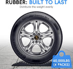 Tire Saver Ramps Rubber Material Anti-Slip Pad Design,Car Tire Wheel Ramps for Flat Spot and Flat Tire Prevention, Tire Savers for Storage with Carrying Bag, Easy to Store 4 Pack (Black)