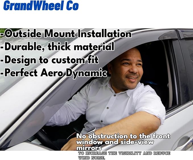 Window Deflectors Smoke Tinted Tape-On Side Window Vent Visor Deflectors Rain Guards Compatible with Compass 2017-2026 - 4pcs. GW0016